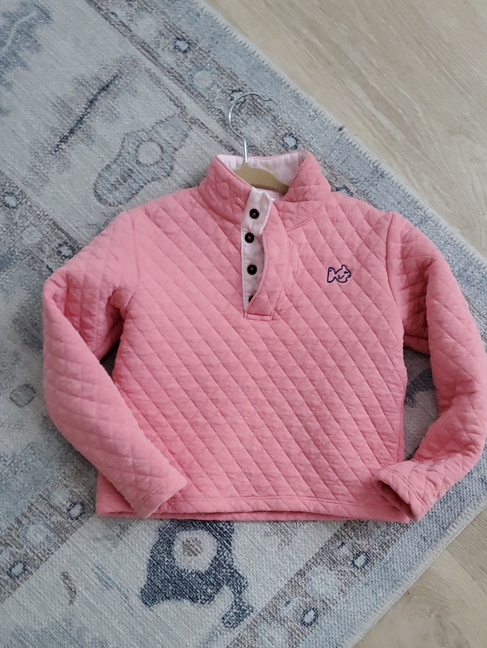 Prodoh Girls Coral Pink Quilted Cotton Pullover Long Sleeve Top Sz5T